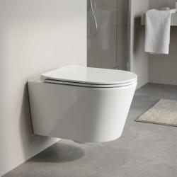 Flavio Cecena Rimless wall-mounted toilet, gloss white, includes soft-close seat and quick-release mechanism 1208947541